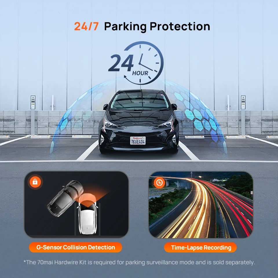 70mai Dash Cam A810 Lite 4K HDR + 1080P, Supercapacitor 4G LTE Remote Control Wi-Fi 6 GPS Voice Control Car DVR 70mai A810 Lite