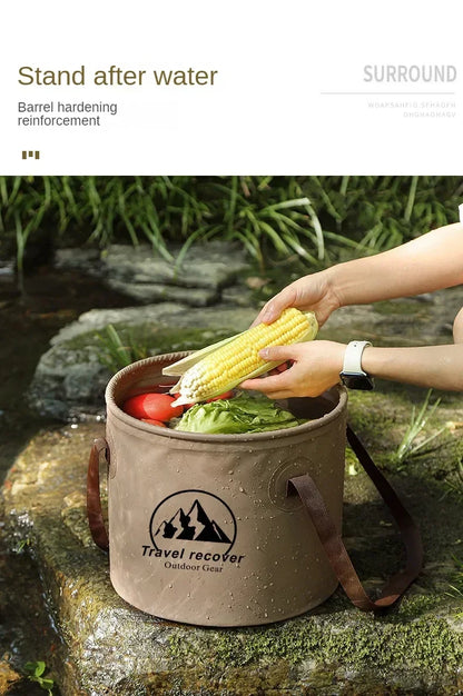 5/10/20L Folding Portable Bucket with Cover Car Wash Fishing Bathroom Tool Silicone Bucket Outdoor Camping Household Supplies