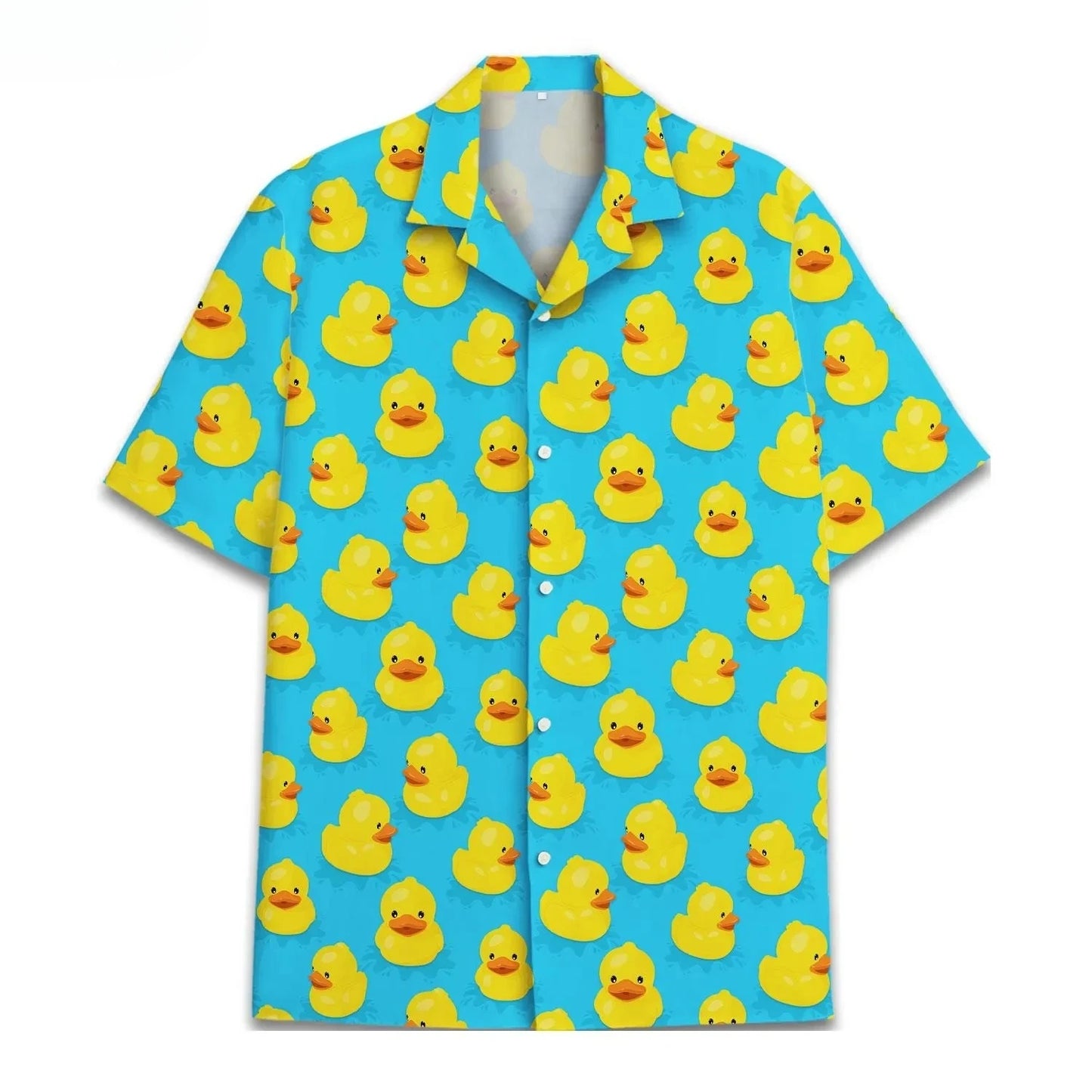 Funny Neon Rubber Duck Hawaiian Shirt for Men Galaxy Yellow Duck Mens Hawaiian Casual Button Down Shirts Short Sleeve Shirt Tops