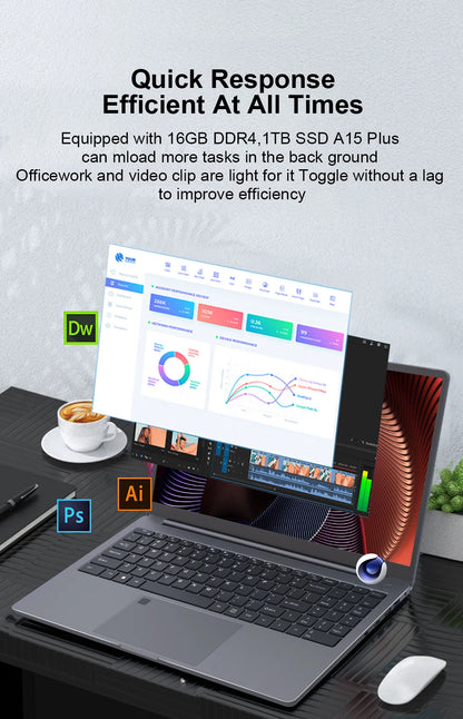 Ninkear A15 PLUS Laptop 15.6" IPS FHD AMD Ryzen 7 5825U Notebook 16G DDR4 +1TB SSD WIFI 6 Windows 11 PRO Office Computer