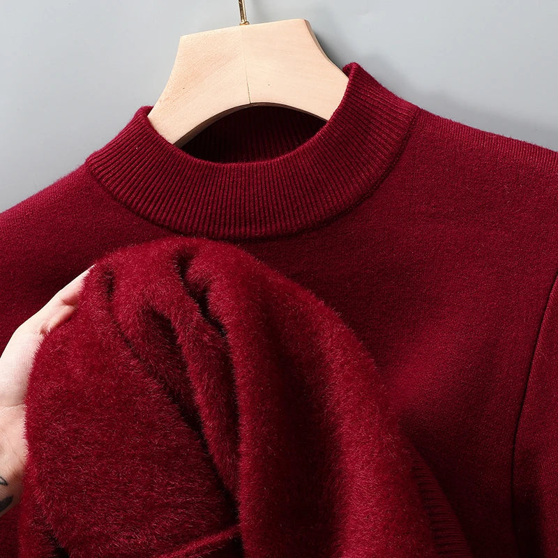 Half Turtleneck Knitwear Sweater New Autumn/Winter Mock Neck Sweatshirts Solid Color Pullovers Man Brand Casual Mens Clothing