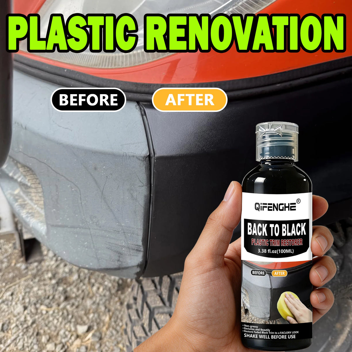 Black Trim Restorer - Lasts 6+ Months, Dye Infused Waterproof Plastic Restorer for Cars - Perfect for Faded Bumpers, Trim & Viny