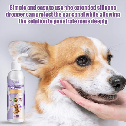 118ML Pet Ear Cleaner Kit Natural Formula Remove Earwax Eliminate Bad Odors Relief Itching Non-irritating Pet Ear Cleaning Set