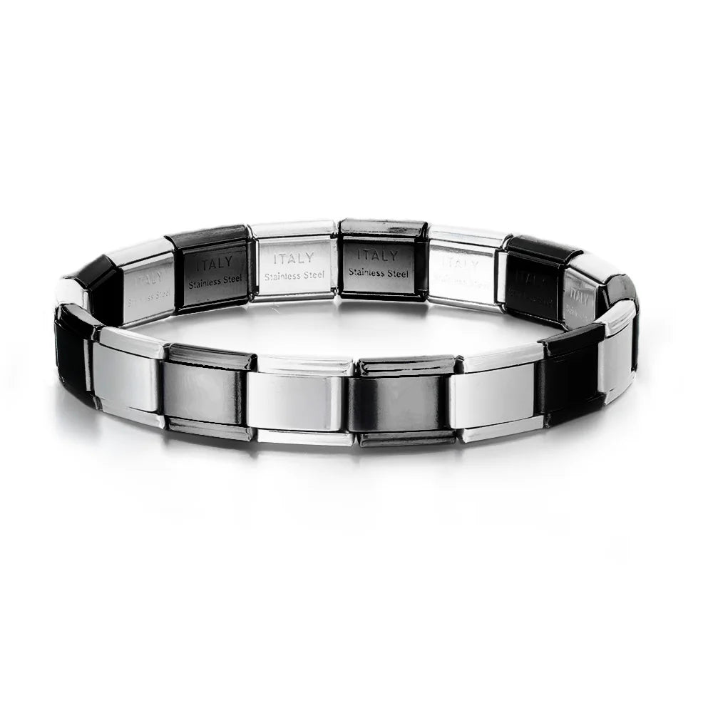 GEMOSA 9mm Width Italian Charm Bracelet Fashion Stainless Steel Bangle Elastic Link Chain High Quality Factory DIY