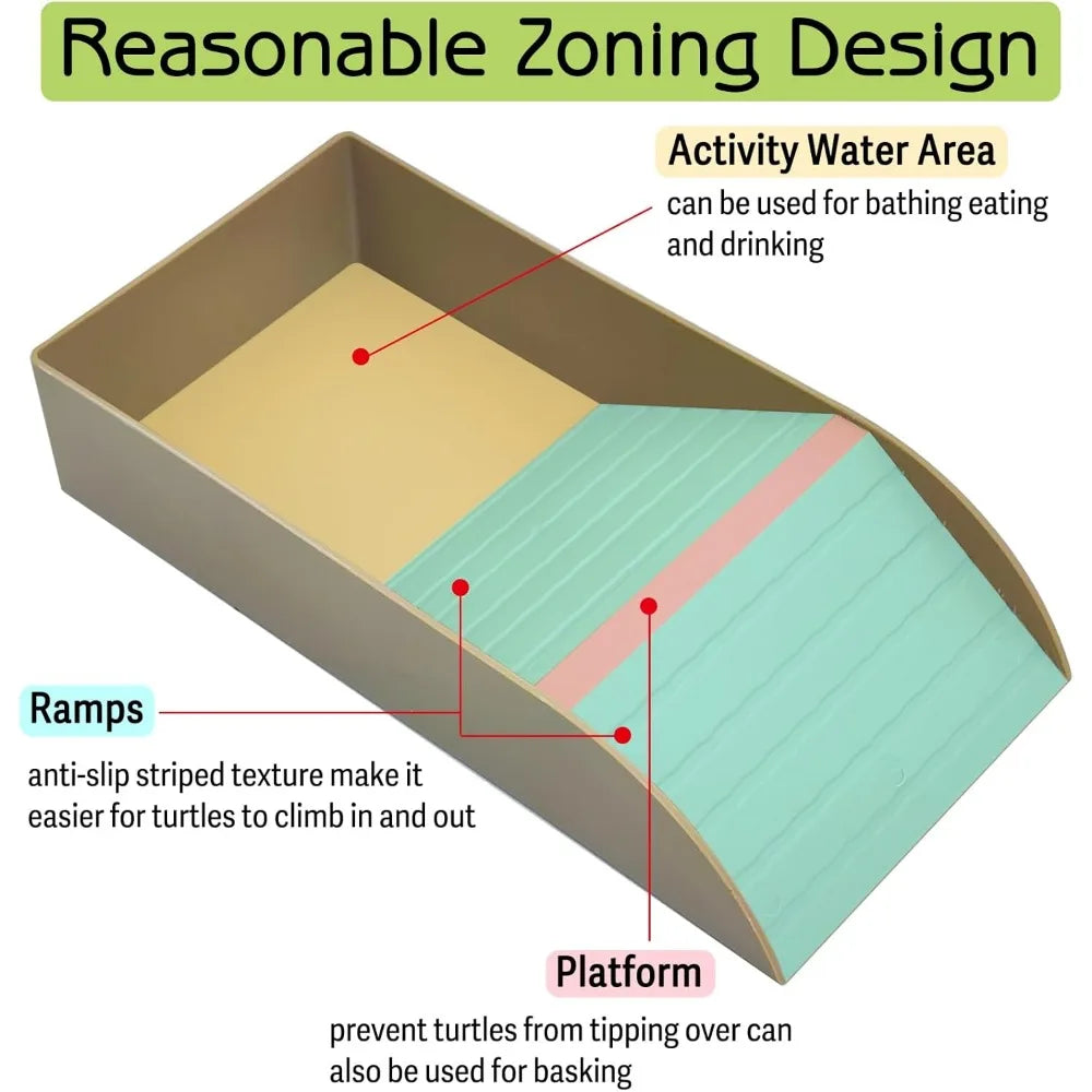 Turtle Bathing Pool Feeding Dish Durable Reptile Water Bowl for Box Turtles Frogs and Pets Easy to Clean Habitat Accessory