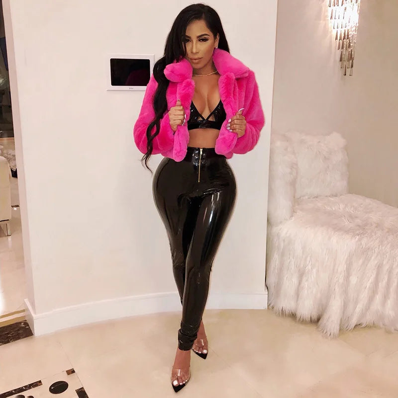 Women Coat Faux Fur Coats Sexy Short Jackets Turn Down Collar Long Maxi Loose Open Stitch Thick Warm Outerwear Autumn Winter