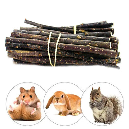 100% Natural Apple Branch Rabbit Chew Sticks Small Pet Chinchillas Netherlands Pig Hamster Bite Molars Clean Teeth Wooden Toys