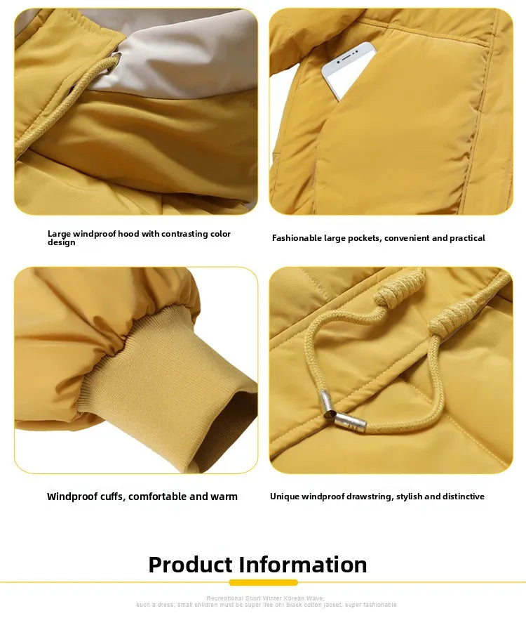 Women's Thickened Cotton Jacket Bread Style Loose Fit Short Coat Winter Outerwear Korean Version Student Friendly Zipper Closure