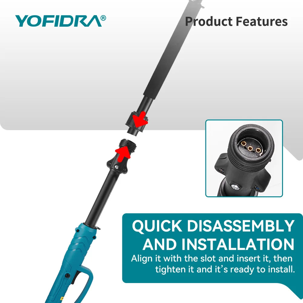 YOFIDRA 3IN1 Brushless Electric Chainsaw Telescoping Pole High Branch Saw Woodworking Pruning Power Tool  Makita 21V Battery Pin