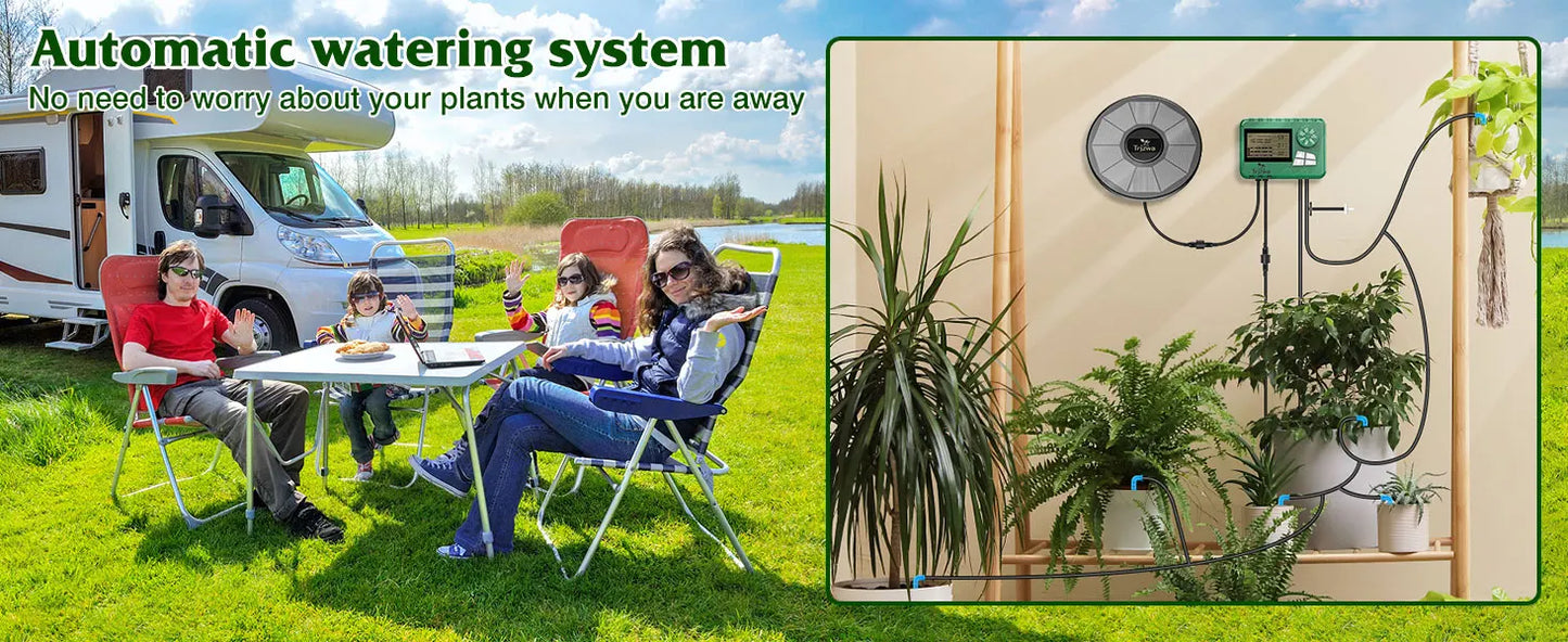 Solar Irrigation Equipment Greenhouse Irrigation Drip Irrigation Kit with 15M Hose for Potted Plants with Automatic Timer