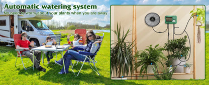 Solar Irrigation Equipment Greenhouse Irrigation Drip Irrigation Kit with 15M Hose for Potted Plants with Automatic Timer