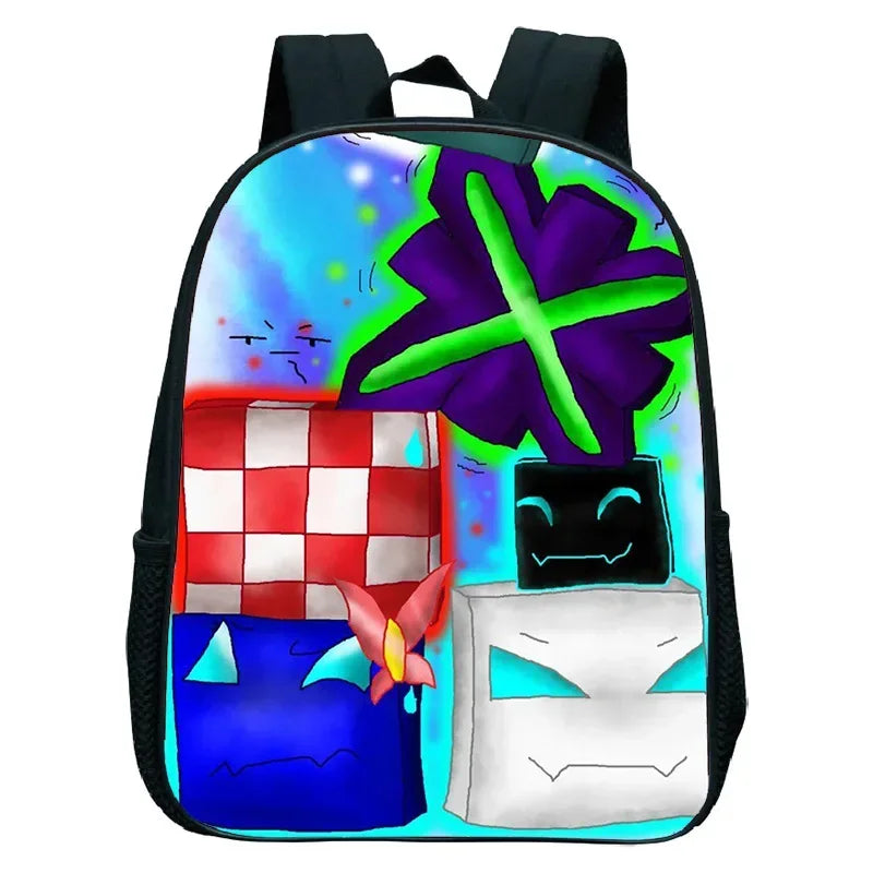 16 Inch Angry Geometry Dash Backpack Boys Girls Bookbag Cartoon Game Kids Kindergarten School Bags Toddler Childcare Backpack