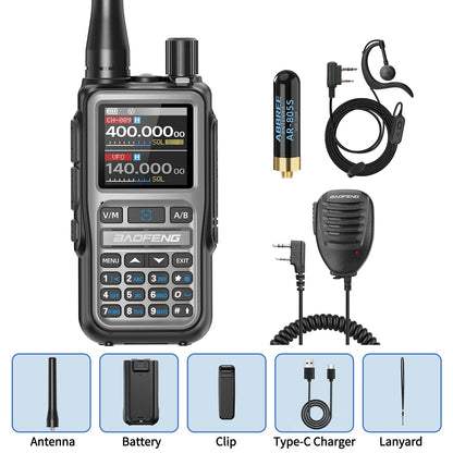 BAOFENG UV-5R Mini Walkie Talkie Full Band Bluetooth Programming Wireless Copy Frequency 999CH AM FM Type-C Long Range Ham Radio