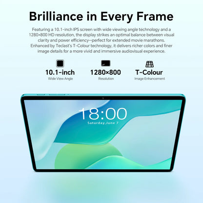 Teclast P33 Android 15 Tablet, 10.1 Inch IPS, Allwinner A333, 9GB(3GB+6GB) RAM 64GB ROM (Expandable 1TB), WiFi 6, 6000mAh, 5MP Camera, Metal Body, Tablet PC