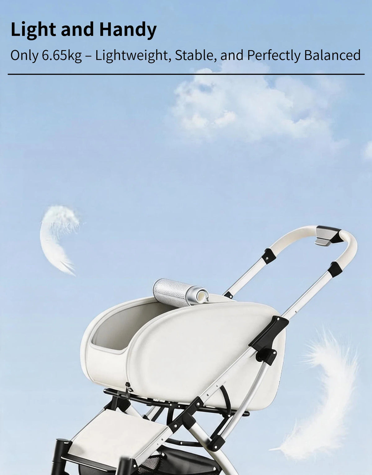 Clear View Foldable Portable Pet Stroller Button Closure Breathable Lightweight Travel Cart Transparent Window For Cats Dogs