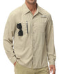 Men's UPF 50+ Long Sleeve Fishing Shirts Sun Protection Breathable Hiking Work Shirt Casual Button Down Shirt with Zipper Pocket