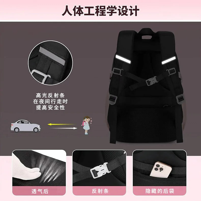Love Pattern School Bag Backpack Pencil Case lunch bag Three Piece Set Nylon Fabric Waterproof Boy Girl Teenagers Trend Backpack