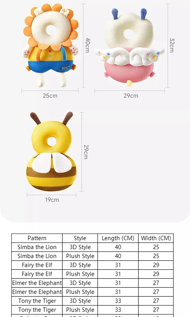 AIBEDILA Toddler Baby Head Protector Newborn Headrest Security Pillows Backpack Cartoon Kids Safe Learn to Walk Support Cushion