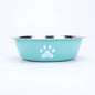 New stainless steel dog basin paw print pet supplies cat bowl dog bowl silicone anti-slip design pet drinking water feeding bowl