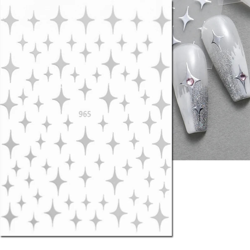 3d Nail Art Stickers Red Black White Love Hearts Stars Clouds French Full Tips Adhesive Nail Decals Slider For Manicure