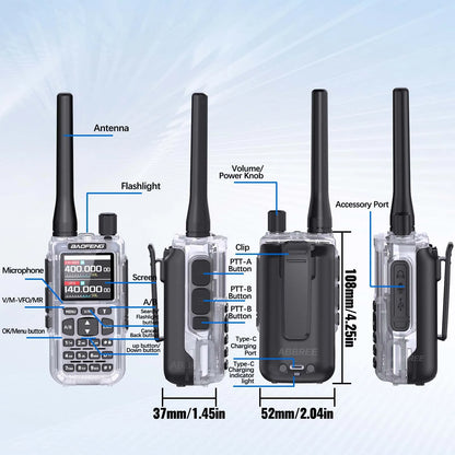 BAOFENG UV-5R Mini Walkie Talkie Multi Band Bluetooth Programming Wireless Copy Frequency 999CH AM FM Long Range Two Way Radio