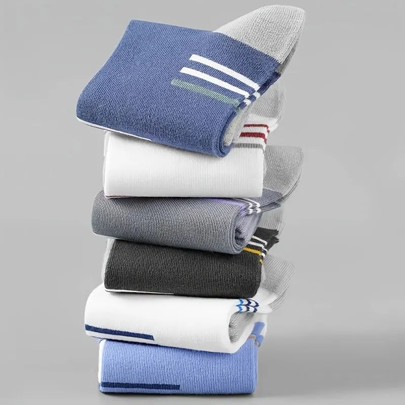 5 Pairs Socks MEN'S Mid-calf Spring and Autumn Sports Sweat Anti-odor MEN'S Socks Thin Sports Socks