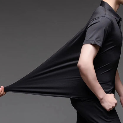 High Quality Dress Shirts For Men Business Casual Seamless Wrinkle Resistant Button Soft Elastic Luxurious Male White Clothing