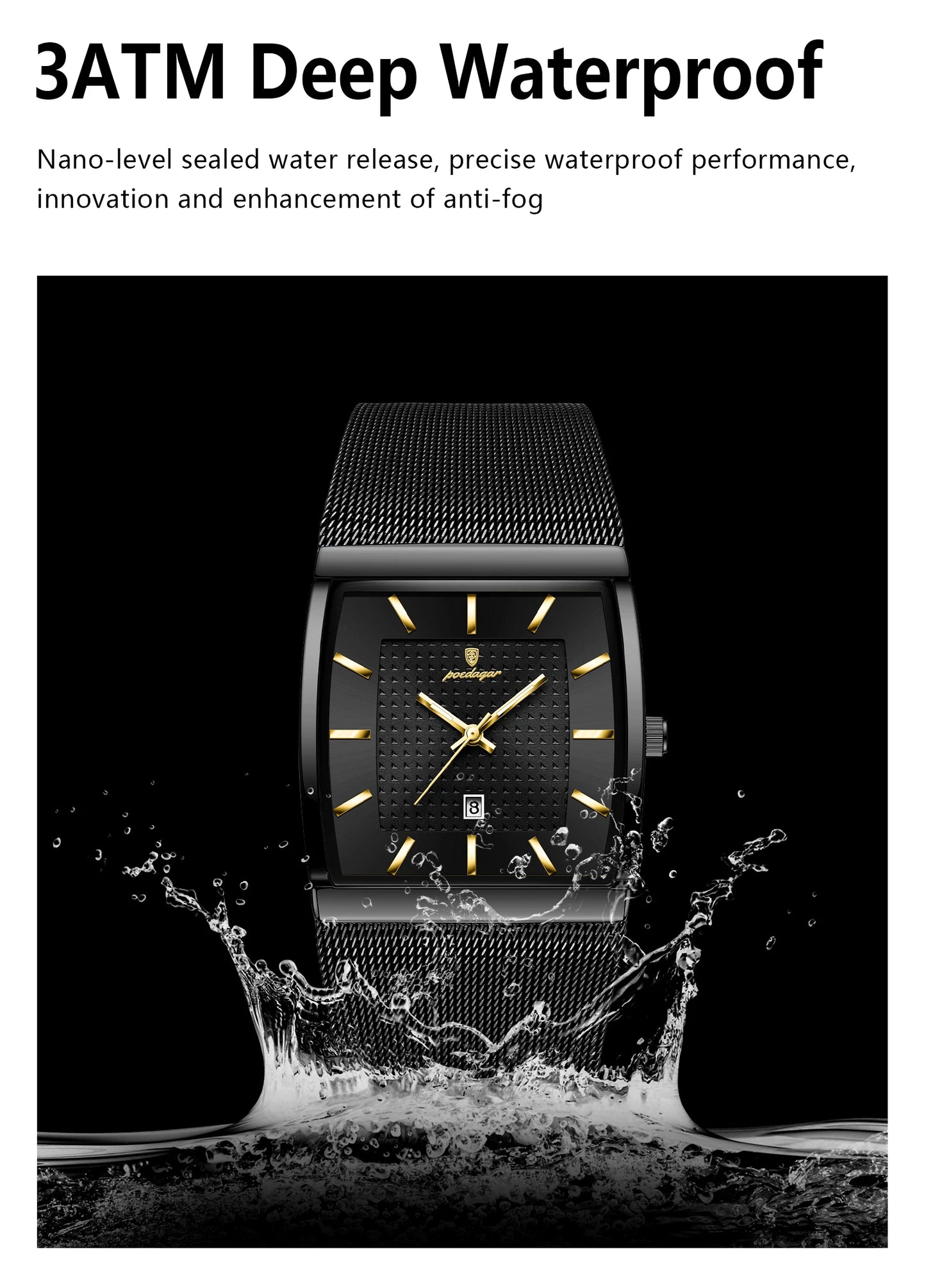 POEDAGAR Top Luxury Men Wristwatch Waterproof Luminous Stainless Steel Mesh Date Man Watch Fashion Business Quartz Men's Watches