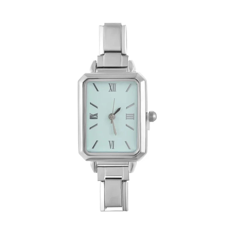 Fashion Colorful Dial Square Stainless Steel Women Watch Head Fit 9mm Bracelet For Party Friend Wife Birthday Jewelry Gifts