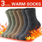 3 Pairs Winter Thick Warm Men’s Wool Socks Outdoor Thermal Cold-Resistant Sports Hiking Snow Socks Gift Size 39-44