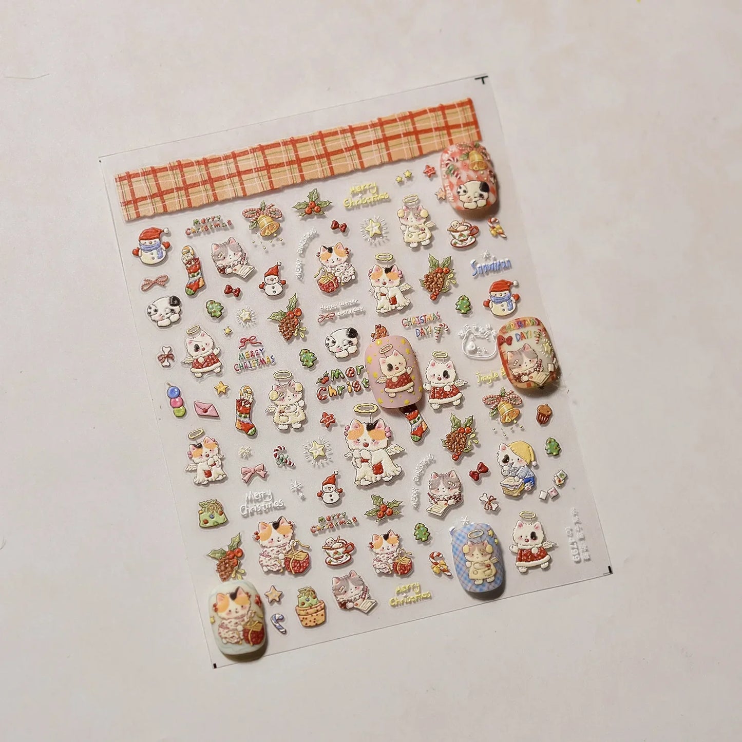 Lovely Animal Graffiti Cat Claw Rabbit Bunny Bear Dog Flower Fruit Dim Sum Candy Sunflower Adhesive 5D Nail Art Stickers Decal