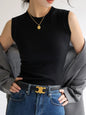 Camisole Vest for Women Cotton Round Neck Colourful Basic Sleeveless Undershirt Tops Tees with Coverage for Side Cleavage