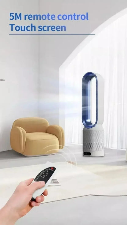 Cooling & Heating Bladeless Fan  Timer Remote Control 8 Wind Speed Home Silent Air Conditioner Heater LED Display