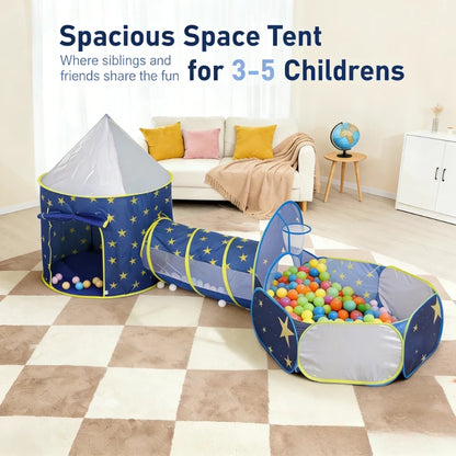 IMBABY Star Printed Play Tent for Toddler with Baby Ball Pit and Play Tunnel Children Indoor Outdoor Playhouse for Birthday Gift