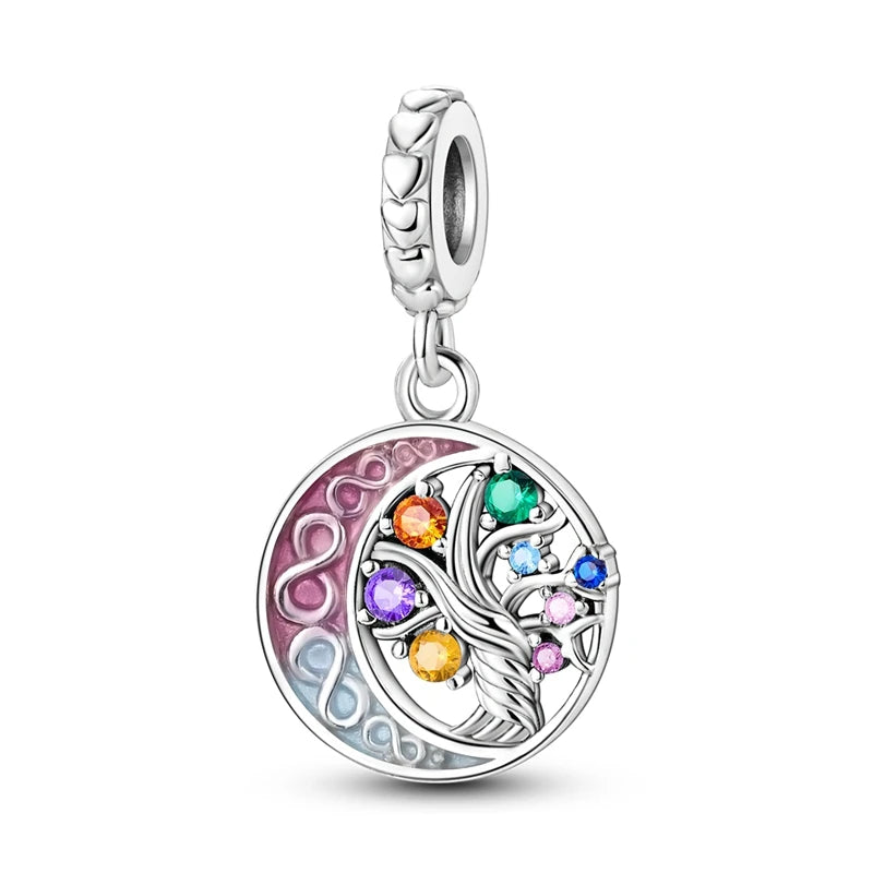 Original 925 Sterling Silver Charm Beads Clover Sunflower Tulip Carnation Pendant For Women Jewelry Fashion Gift