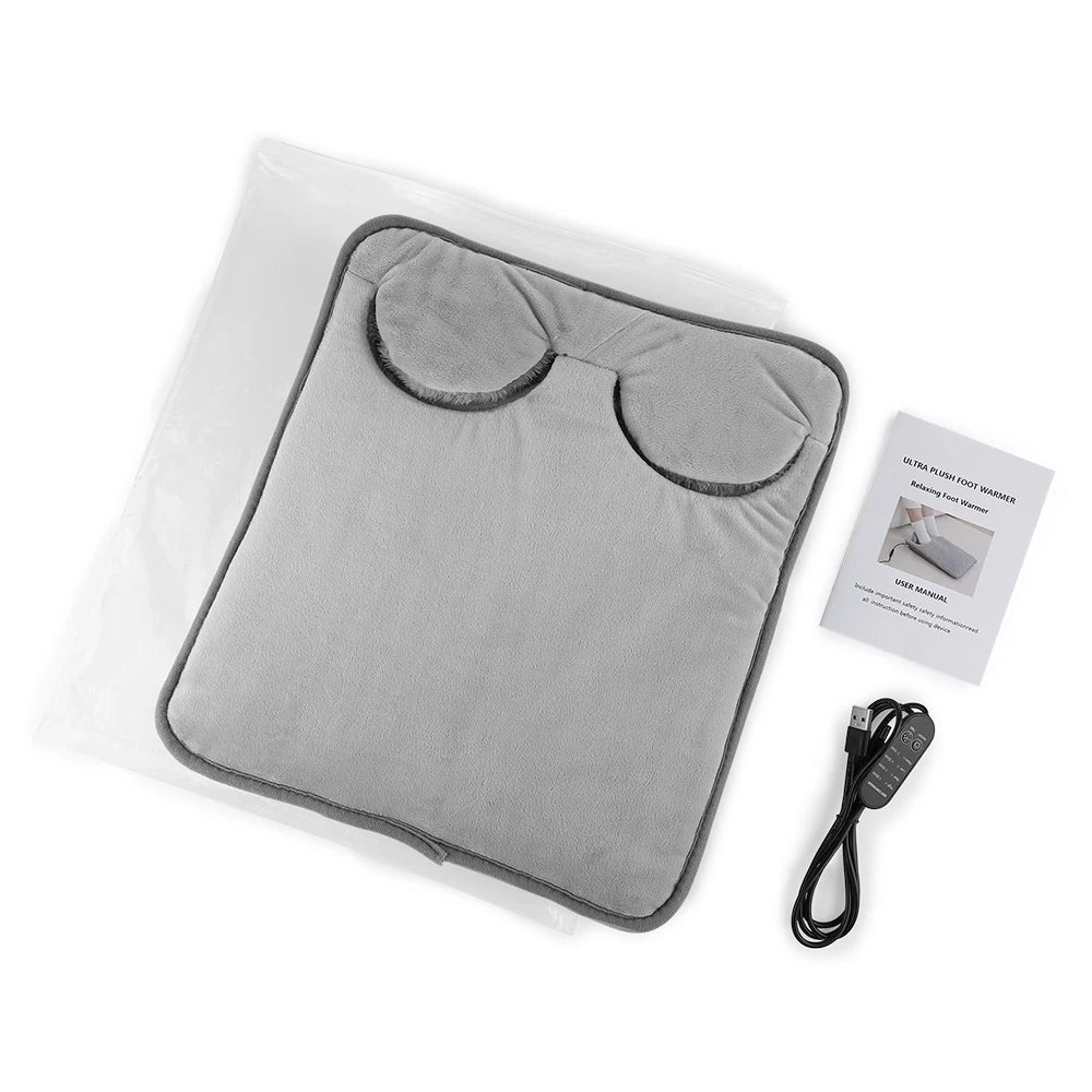 Electric Foot Heating Pad Massage Cushion Portable Foot Warmer 4 Levels Temperature 4 Timer Heated Foot Massager Warming Mat