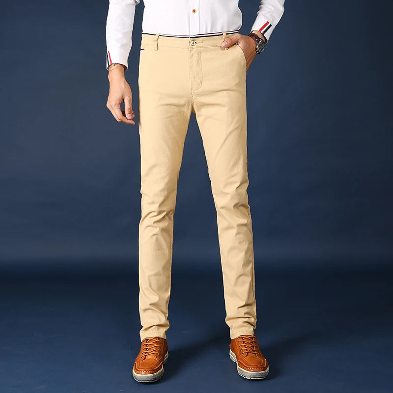 2026 Black Pants Men Plaid Trousers, Spring / Autumn New Fashion Slim Pants Men Gray Stripe Slacks 28-38 Pantalones Hombre