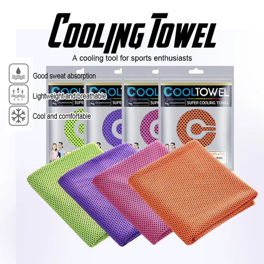 4 Pack Cooling Towels, Soft Breathable Ice Cool Towel for Sports & Outdoor Activities, Quick Dry Sweat Absorbing Cooling