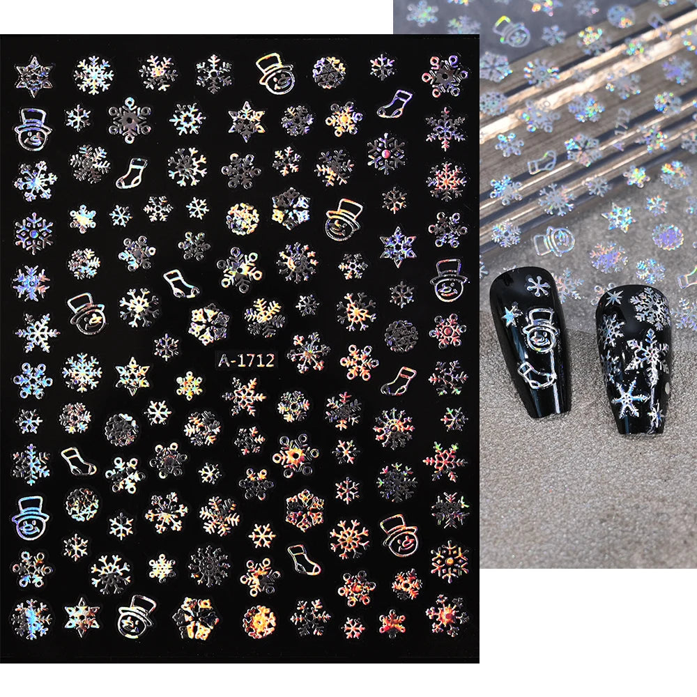 Winter Christmas Atmosphere Nail Stickers Snowman Snowflake Wapiti Self-adhesive High Quality Cute Nail Stickers Nail Art Deco