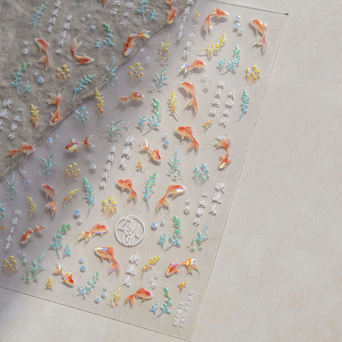 Colorful Water Bubble 5D Nail Art Stickers Goldfish Koi carp Dreamy Polarized Dreamlike Self Adhesive Delicate Manicure Decals
