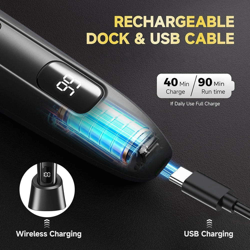 Electic Shaver for Men USB Rechargeable Beard Shaving Machine Waterproof Portable 3in1 Facial Electic Hair Nose Trimmer for Male