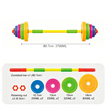 Kids Adjustable Weight Lifting Dumbbell Barbell Set Fitness Exercise Toy Indoor Outdoor Training Activity Play Equipment