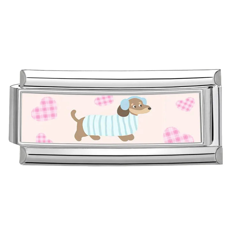 2025 New Women's Gift Cute Rabbit Cat Dogs Italian Charms Links Beads Fit 9mm Stainless Steel Modular Modular Bracelet Jewelry