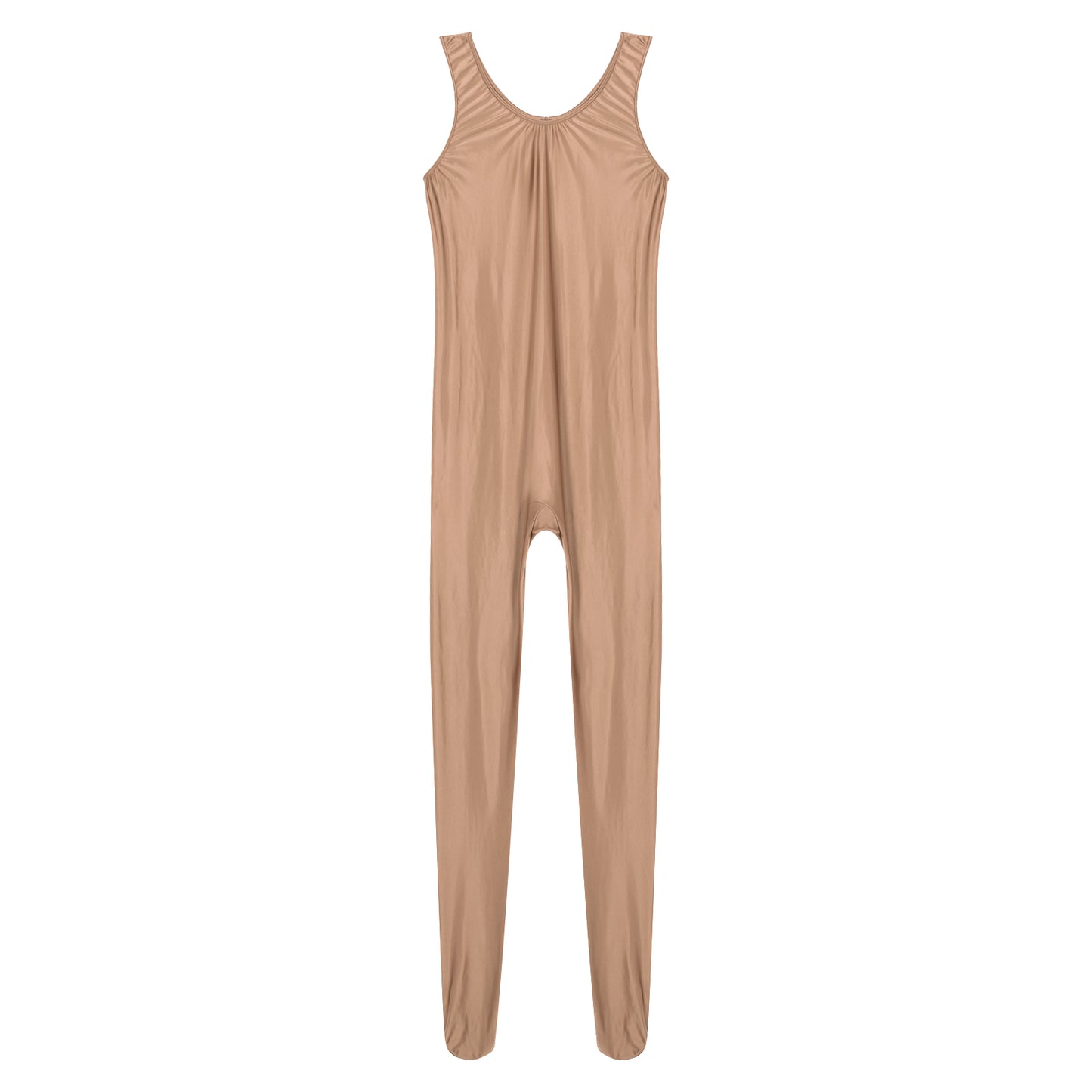Women's Sleeveless Full Body Bodysuit Glossy Jumpsuit Gymnastics Fitness Swimming Leotard Pole Dance Costume Clubwear Lingerie