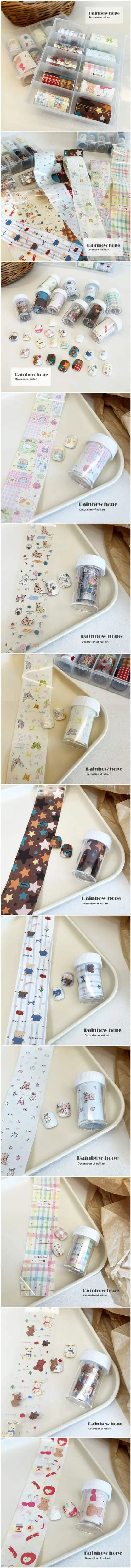 10Rolls Plaid Thousand-Bird Bow  Stars Nail Foils Transfer Paper  Nail Art Stickers  Manicure Set Decal  Nails Decoration