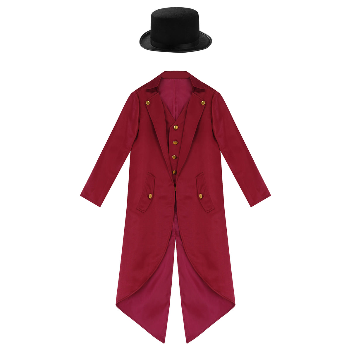 Kids Boys Vintage Steampunk Tailcoat Jacket Halloween Costume Gothic Medieval Clothes Court Uniform Magician Ringmaster Cosplay