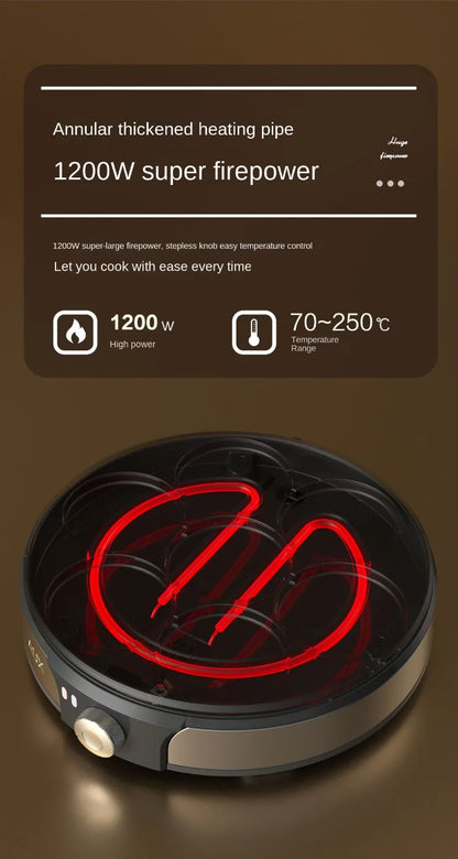 220V Professional Crepe Maker with 7 Holes Egg Burgers Crepes and Omelettes Baking Pan Perfect for Breakfast