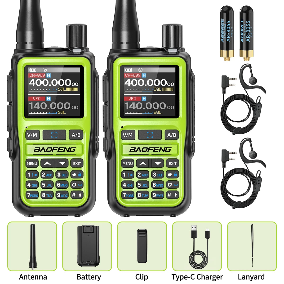 BAOFENG UV-5R Mini Walkie Talkie Multi Band Bluetooth Programming Wireless Copy Frequency 999CH Type-C Long Range Two Way Radio