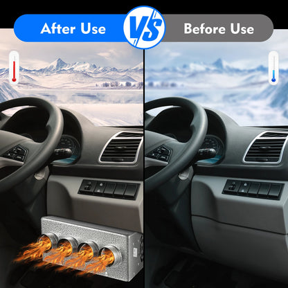 12V 4Way Truck Heater, 8A RV Heater Car Engine Hot Coolant Auto Car Heater, Fast Heating for Cars, Trucks, Ships