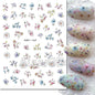 3d Nails Art Decals Spring Fruits Pink Full Tips Peony Magnolia Flowers Adhesive Sliders Stickers Decoration For Nails Manicure